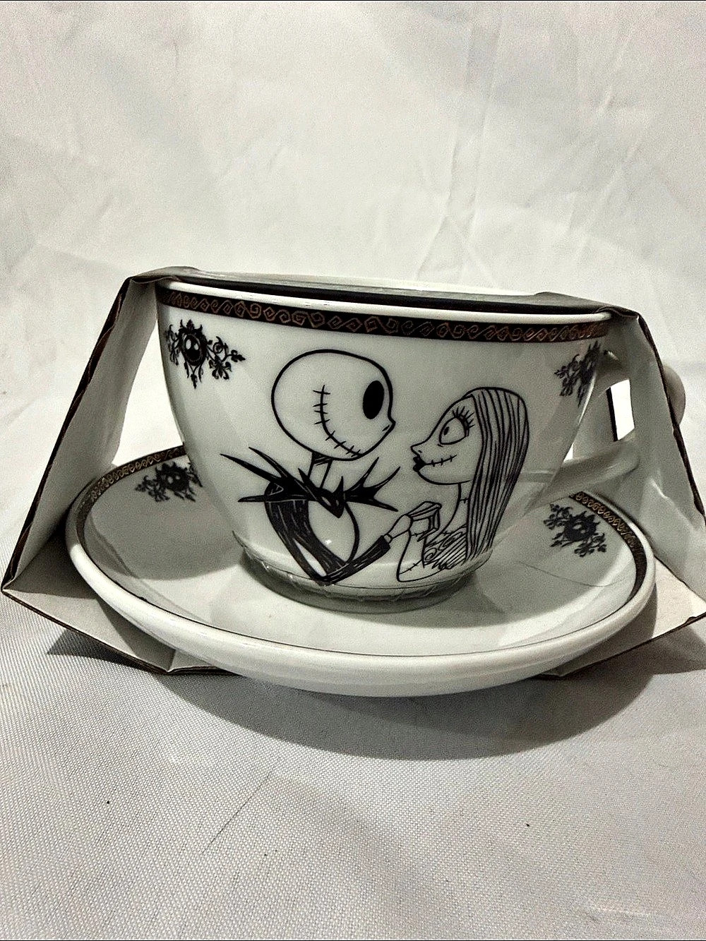 Disney The Nightmare Before Christmas Teacup with Saucer & Saucer White & Black